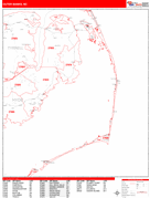 Outer Banks Digital Map Red Line Style